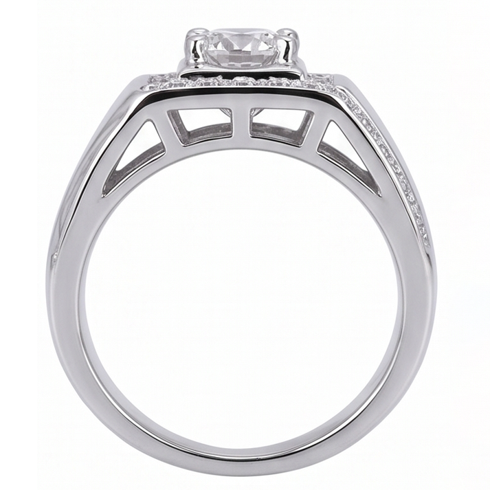 2 Karat Runder Echt Aus der Erde Abgebauter Natürlicher Diamant Herren Jubiläumsring Weißgold 14K Schmuck