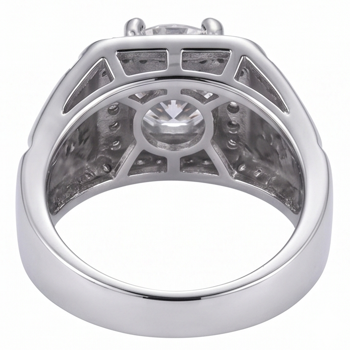 2 Karat Runder Echt Aus der Erde Abgebauter Natürlicher Diamant Herren Jubiläumsring Weißgold 14K Schmuck