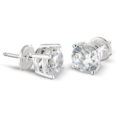 2 Karat Runder Echt Diamant Ohrstecker Damen Schmuck Weißgold