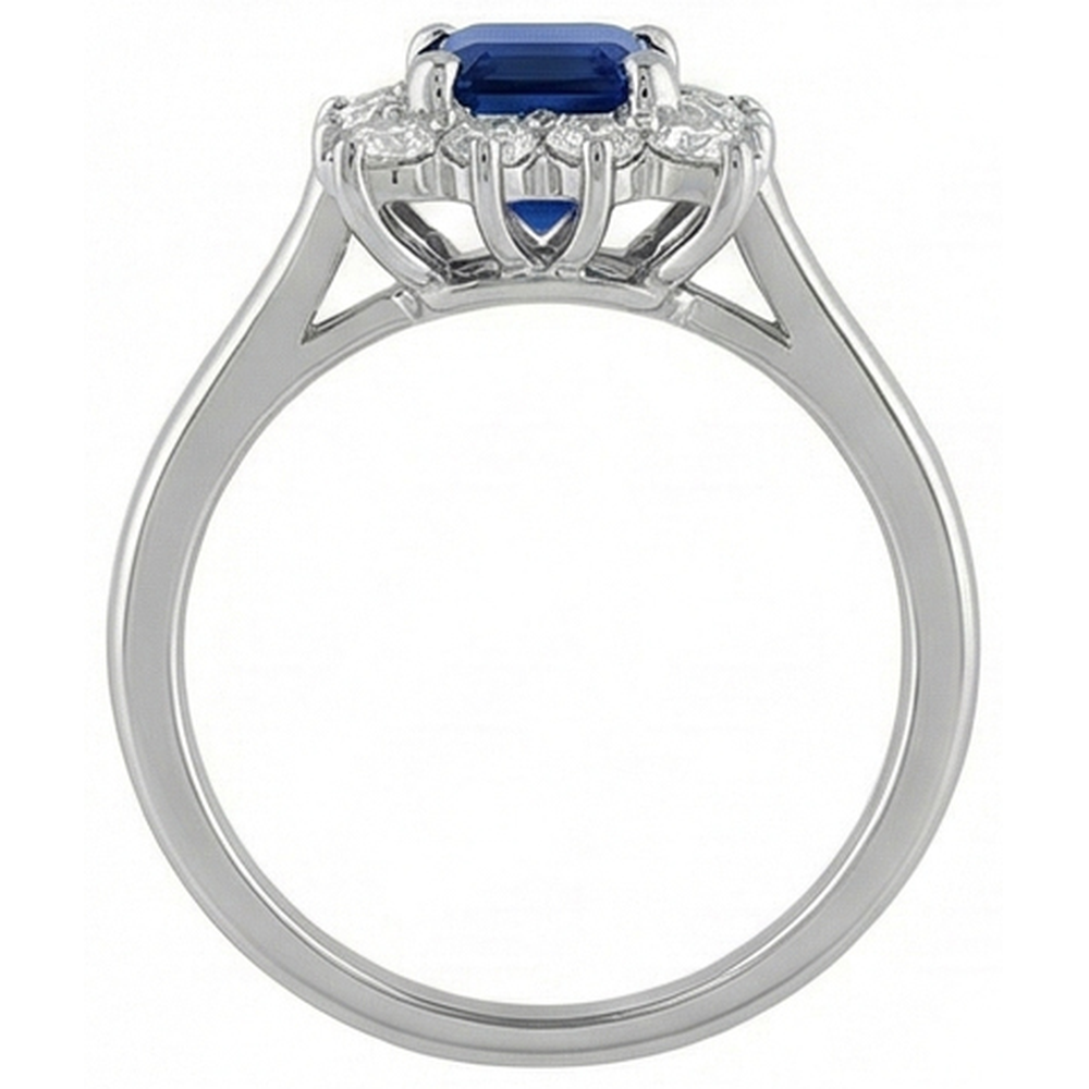 2 Karat Smaragd Ceylon Saphir und Aus der Erde Abgebauter Natürlicher Diamant Ring Weißgold 14K