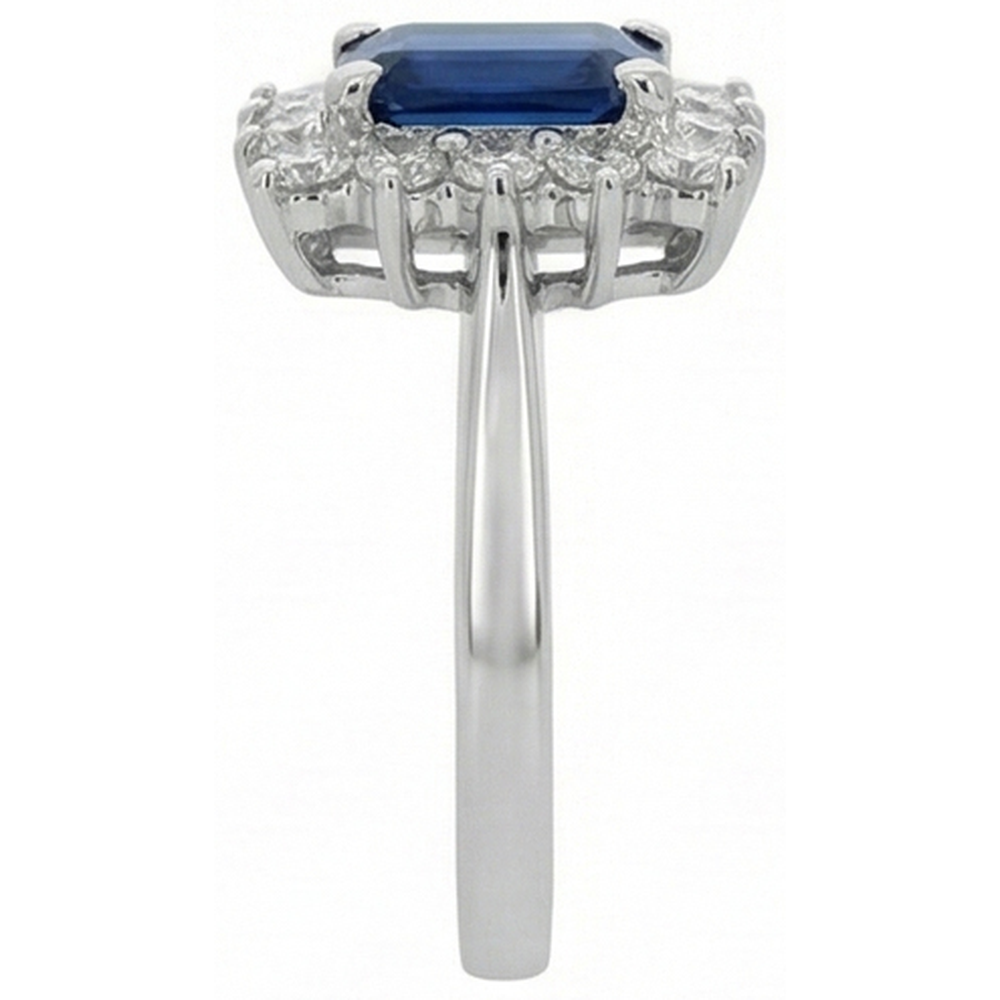 2 Karat Smaragd Ceylon Saphir und Aus der Erde Abgebauter Natürlicher Diamant Ring Weißgold 14K