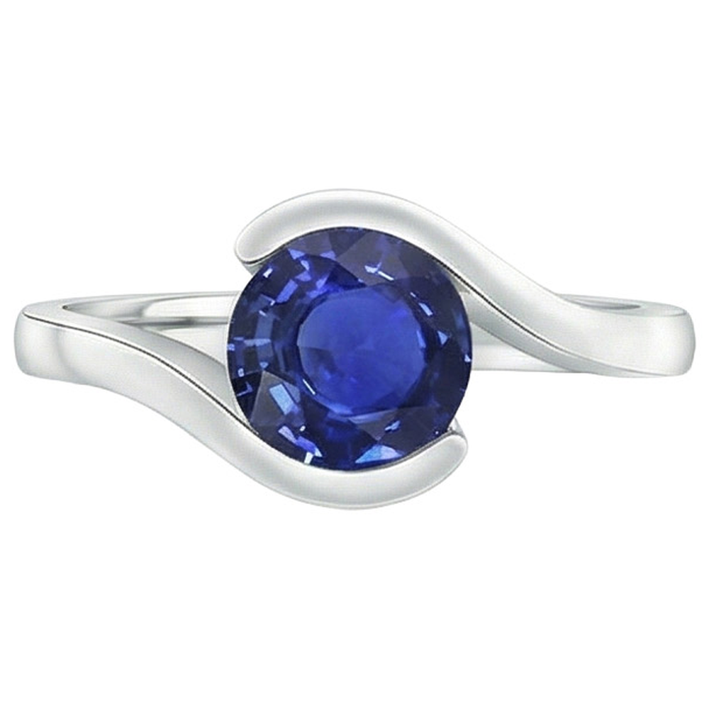 2 Karat Solitärring Ceylon Saphir Tension Style Goldschmuck