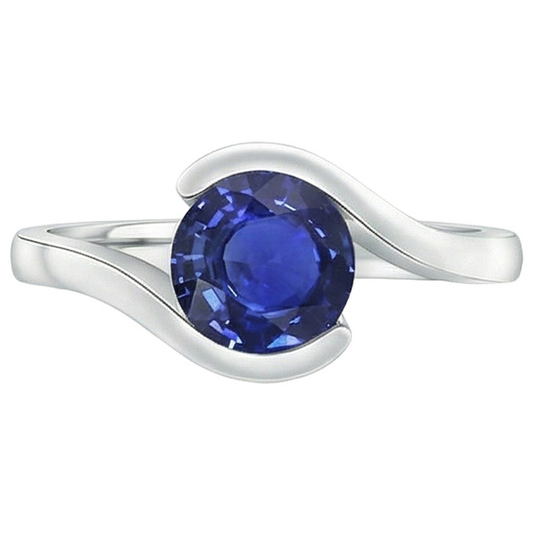 2 Karat Solitärring Ceylon Saphir Tension Style Goldschmuck