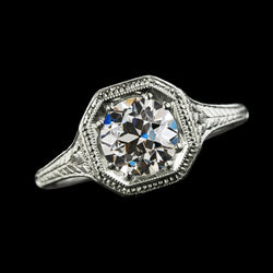2 Karat Solitärring Rund Alter Bergmann Echt Aus der Erde Abgebauter Natürlicher Diamant Vintage Style