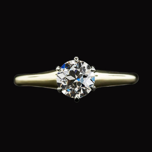 2 Karat Solitärring alter Bergmann Echt Diamant Tapered Shank Weißgold