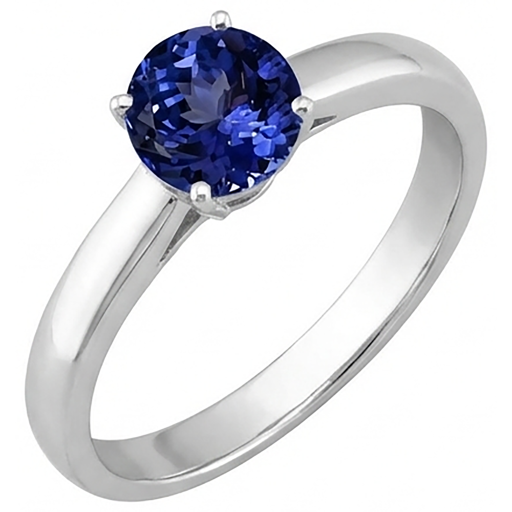 2 Karat Tansanit Solitär Ring Neu massives 14K Weißgold