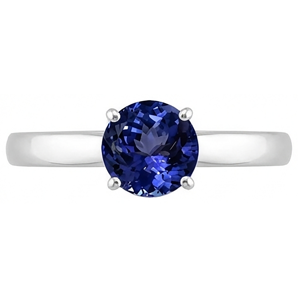 2 Karat Tansanit Solitär Ring Neu massives 14K Weißgold