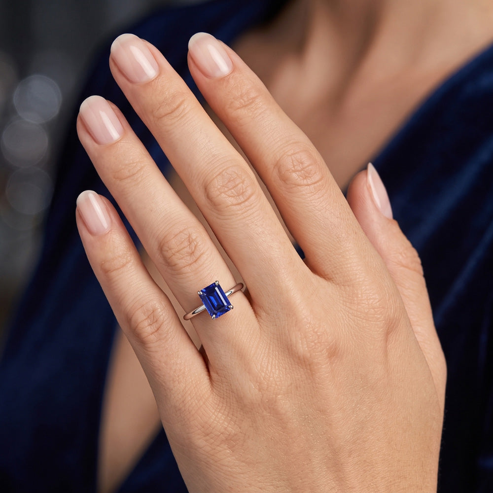 2 Karat blauer Saphir-Verlobungsring