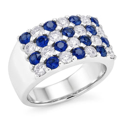 2 Karat blauer Saphirsteine Jubiläumsring dicker Schaft