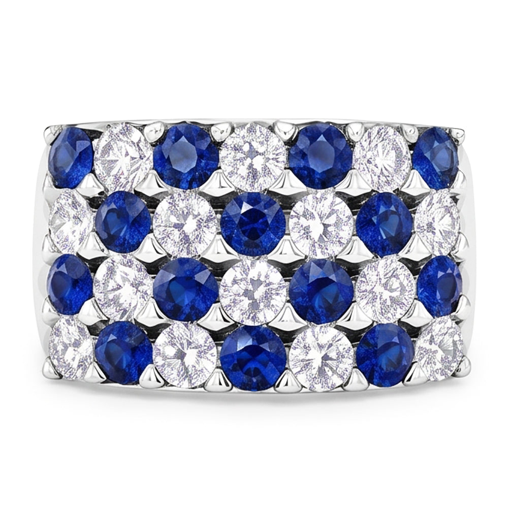 2 Karat blauer Saphirsteine Jubiläumsring dicker Schaft