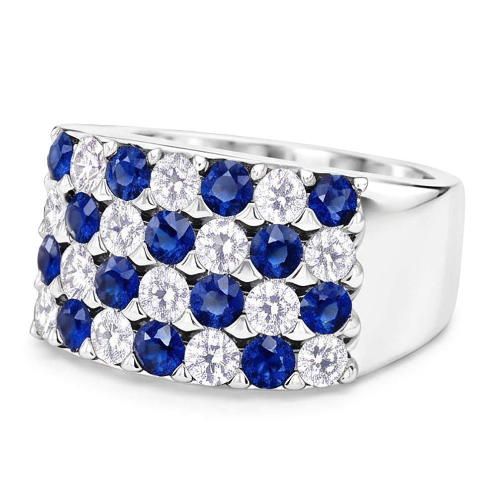 2 Karat blauer Saphirsteine Jubiläumsring dicker Schaft