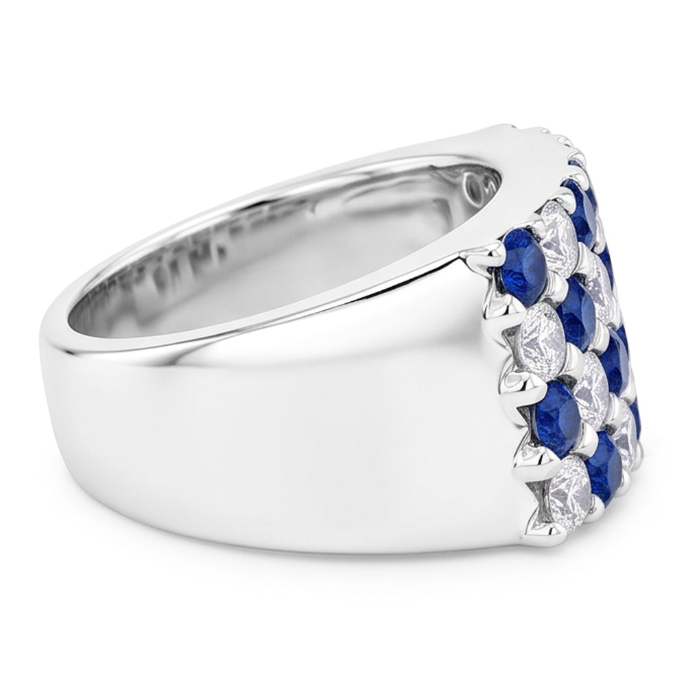 2 Karat blauer Saphirsteine Jubiläumsring dicker Schaft