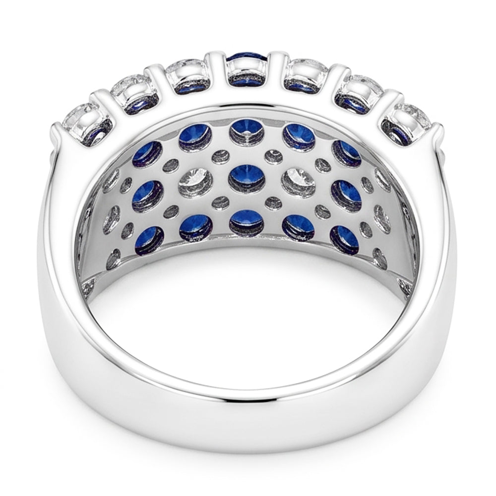 2 Karat blauer Saphirsteine Jubiläumsring dicker Schaft