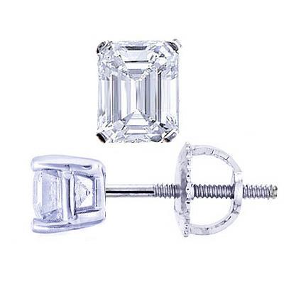 2 Karat funkelnder Smaragdschliff Echt Diamant Ohrstecker