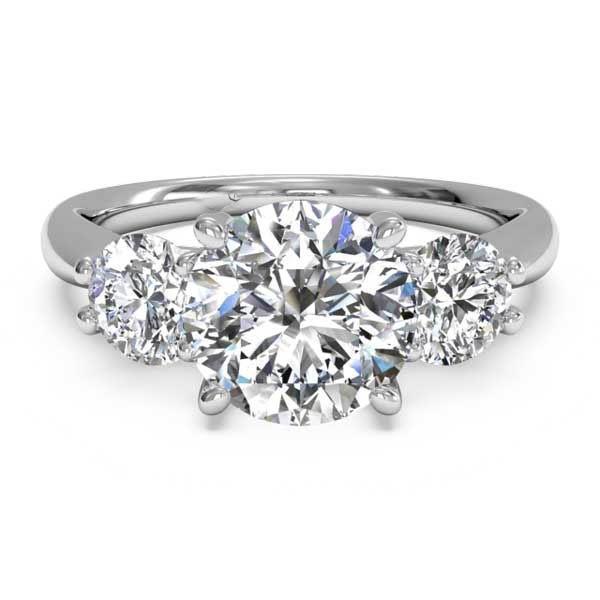 2 Karat runder Echt Diamant-Verlobungsring mit drei Steinen Weißgold 14K
