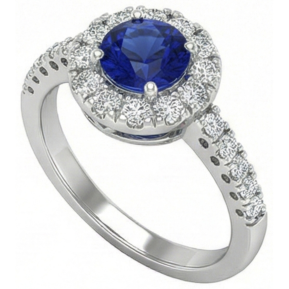 echter round saphir 2Karat ring Vorderansicht