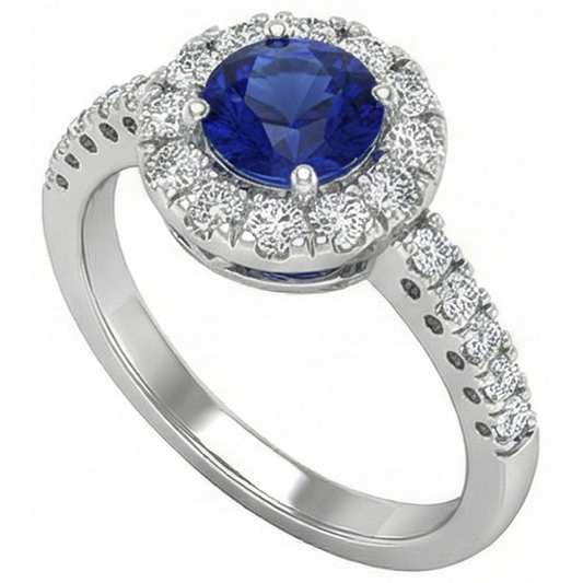 echter round saphir 2Karat ring Vorderansicht