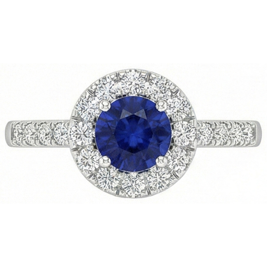 echter round saphir 2Karat ring Seitenansicht