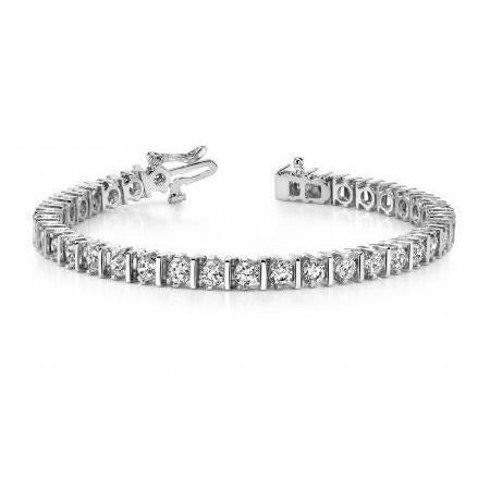 2 Krappen Set Rund Echt Diamant Tennisarmband 7,60 Karat Gold Weiß 14K