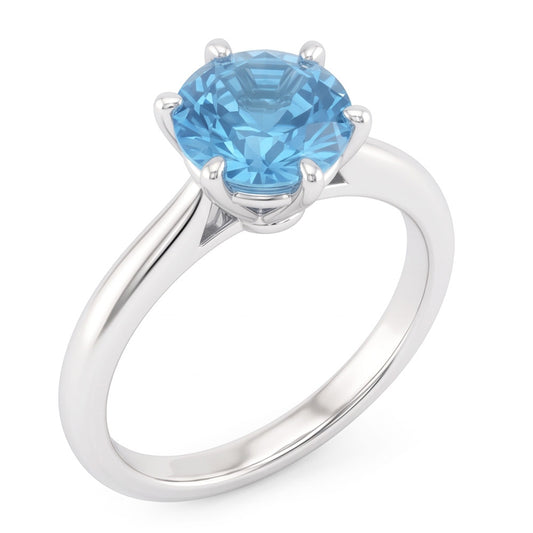 2 Kt Blauer Aus der Erde Abgebauter Natürlicher Diamant Verlobungsring Weißgold