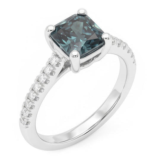 2 Kt. Blauer strahlender Aus der Erde Abgebauter Natürlicher Diamant Royal Edelstein Ring Weißgold 14K