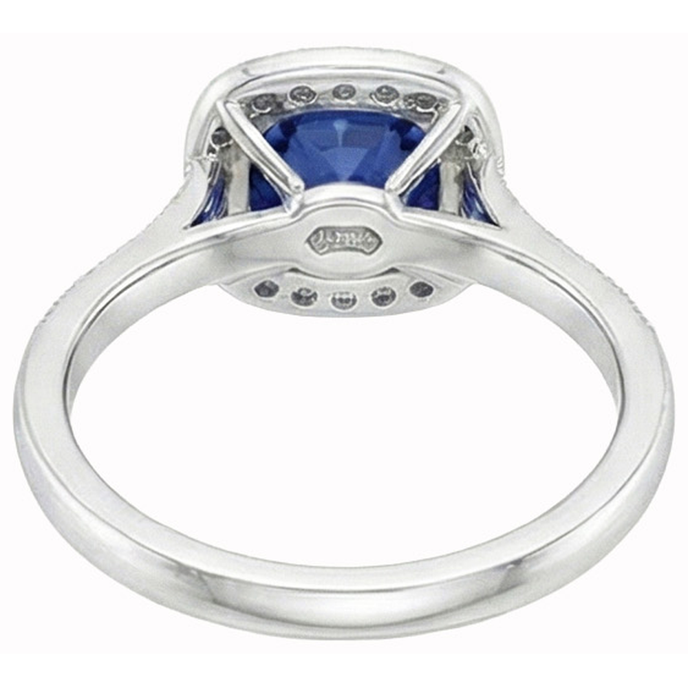 2 Kt. Cushion Cut Ceylon Saphir Und Aus der Erde Abgebauter Natürlicher Diamant Ring Weißgold 14K