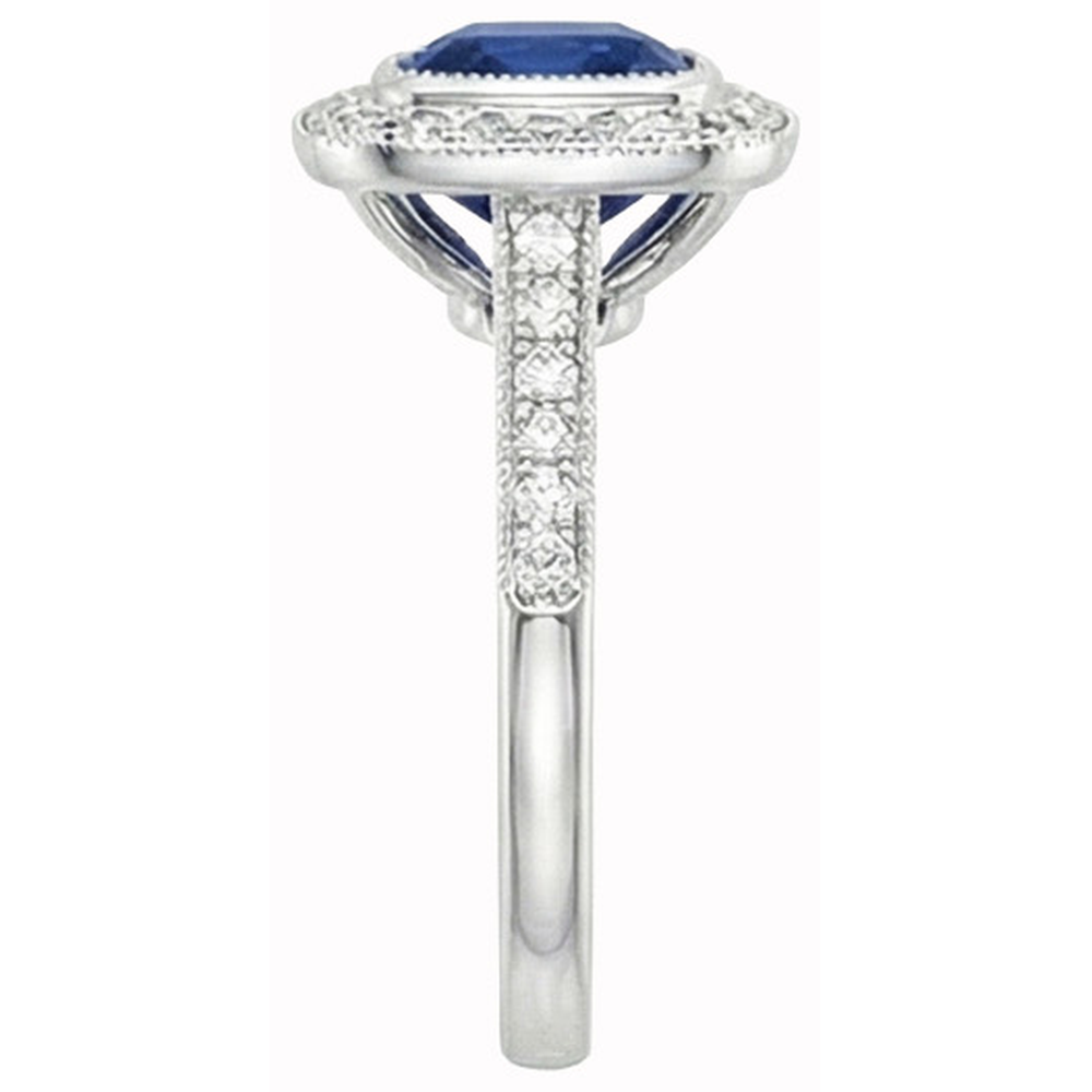 2 Kt. Cushion Cut Ceylon Saphir Und Aus der Erde Abgebauter Natürlicher Diamant Ring Weißgold 14K