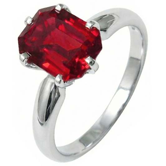 2 Kt. Krappenset Radiant Red Rubin Weißgold 14K Solitärring