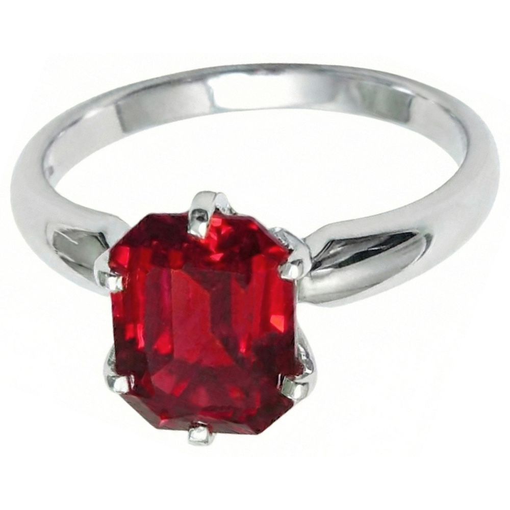 2 Kt. Krappenset Radiant Red Rubin Weißgold 14K Solitärring