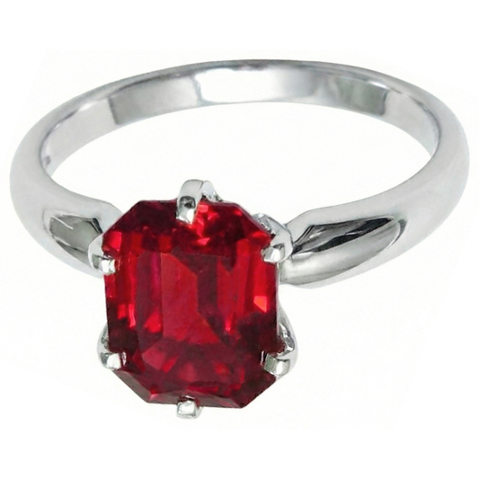 2 Kt. Krappenset Radiant Red Rubin Weißgold 14K Solitärring
