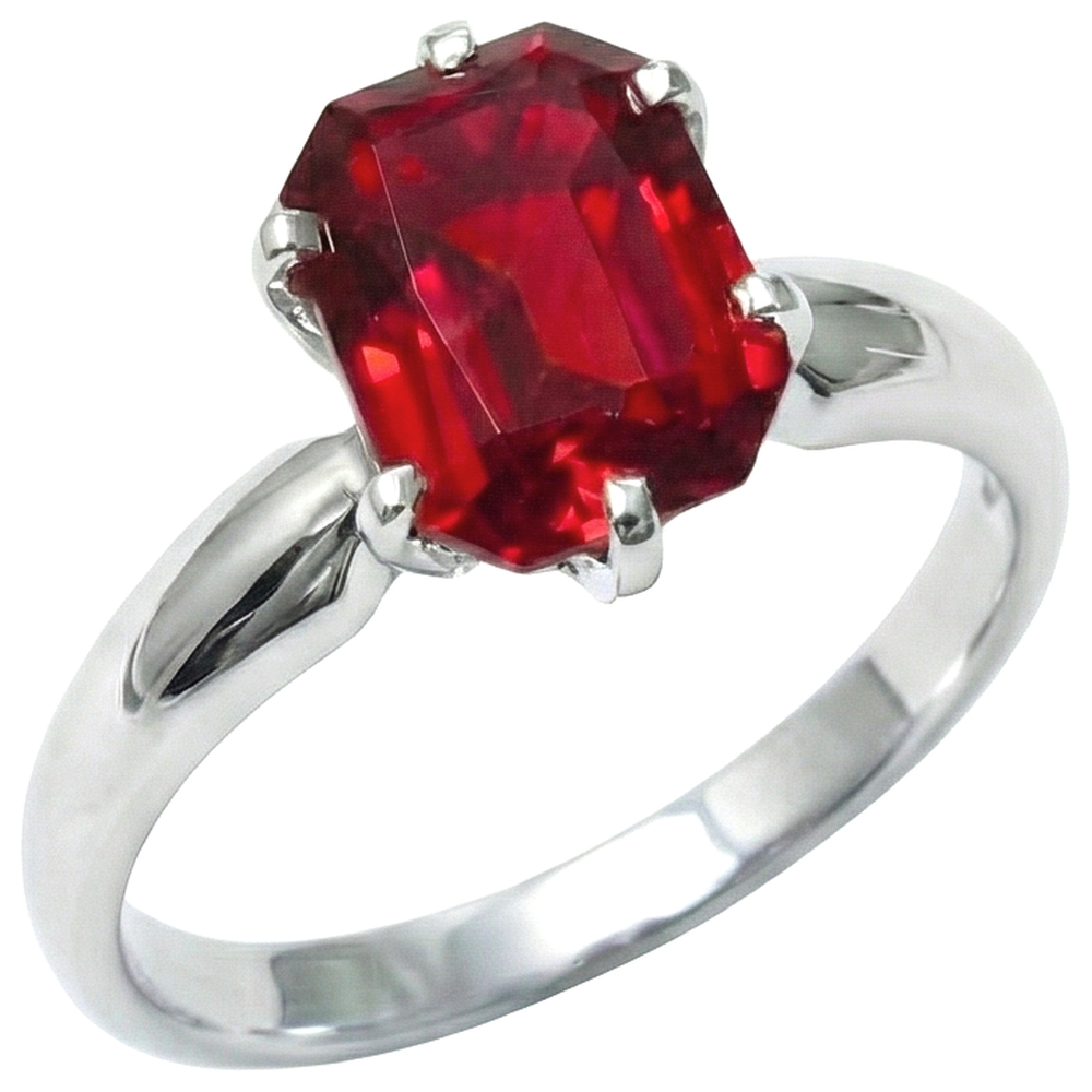 2 Kt. Krappenset Radiant Red Rubin Weißgold 14K Solitärring