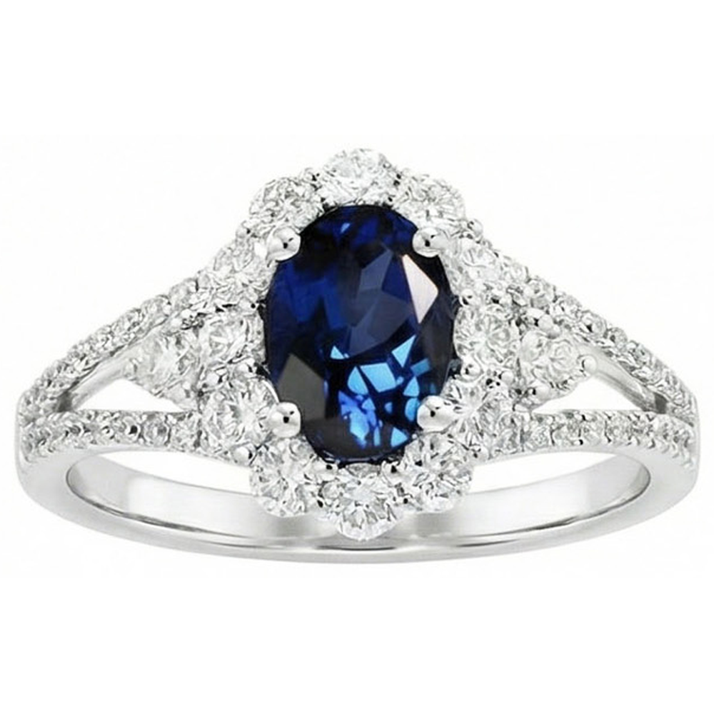 echter oval saphir 1.50Karat ring Seitenansicht
