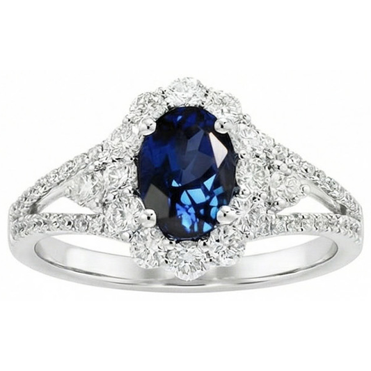 echter oval saphir 1.50Karat ring Seitenansicht