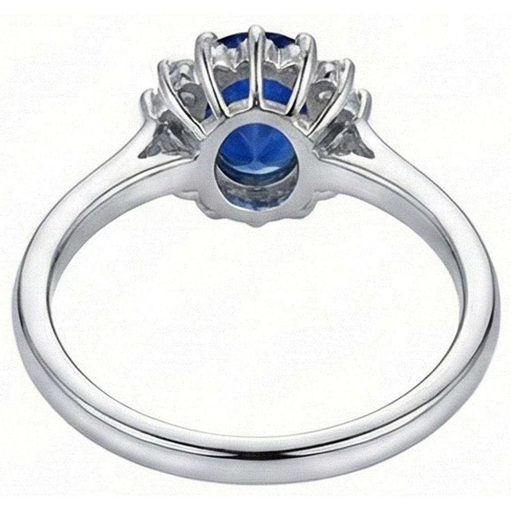 2 Kt. Ovalschliff Ceylon Saphir Und Aus der Erde Abgebauter Natürlicher Diamant Ring Weißgold 14K