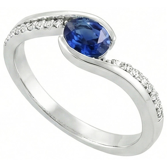 echter oval saphir 1.00Karat ring Vorderansicht