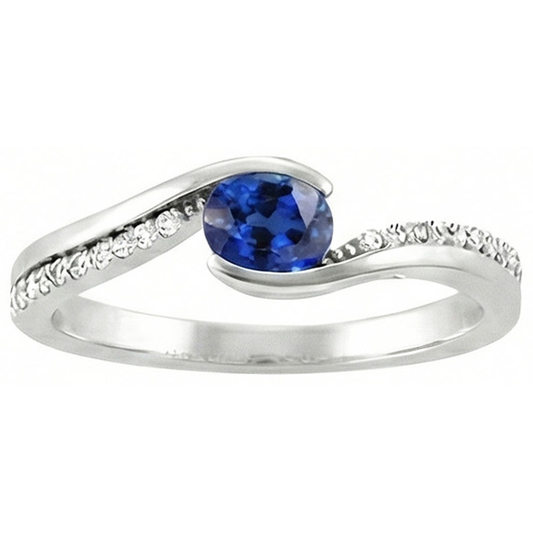 echter oval saphir 1.00Karat ring Seitenansicht