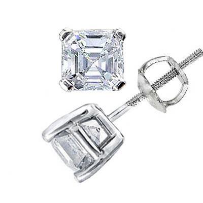 2 Kt Wunderschöner Asscher Cut Natürliche Diamant Ohrstecker Weißgold Schmuck