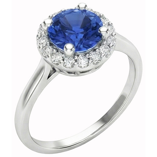 echter round saphir 1.50Karat ring Vorderansicht