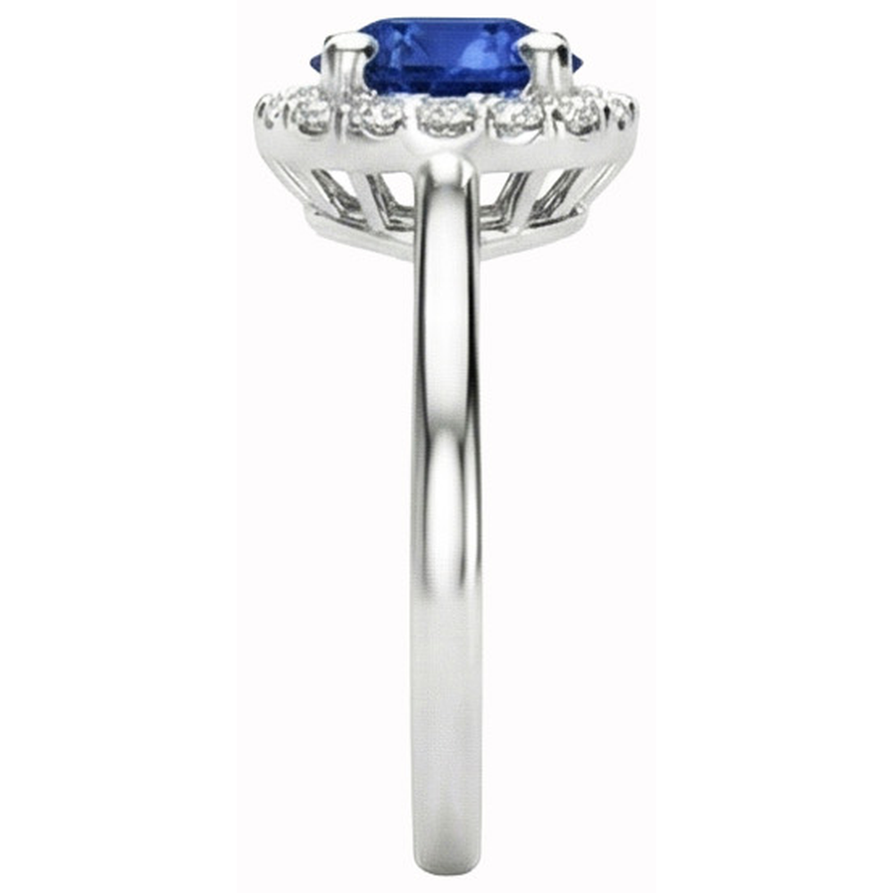 2 Kt. runder Ceylon-Saphir-Halo-Aus der Erde Abgebauter Natürlicher Diamantring