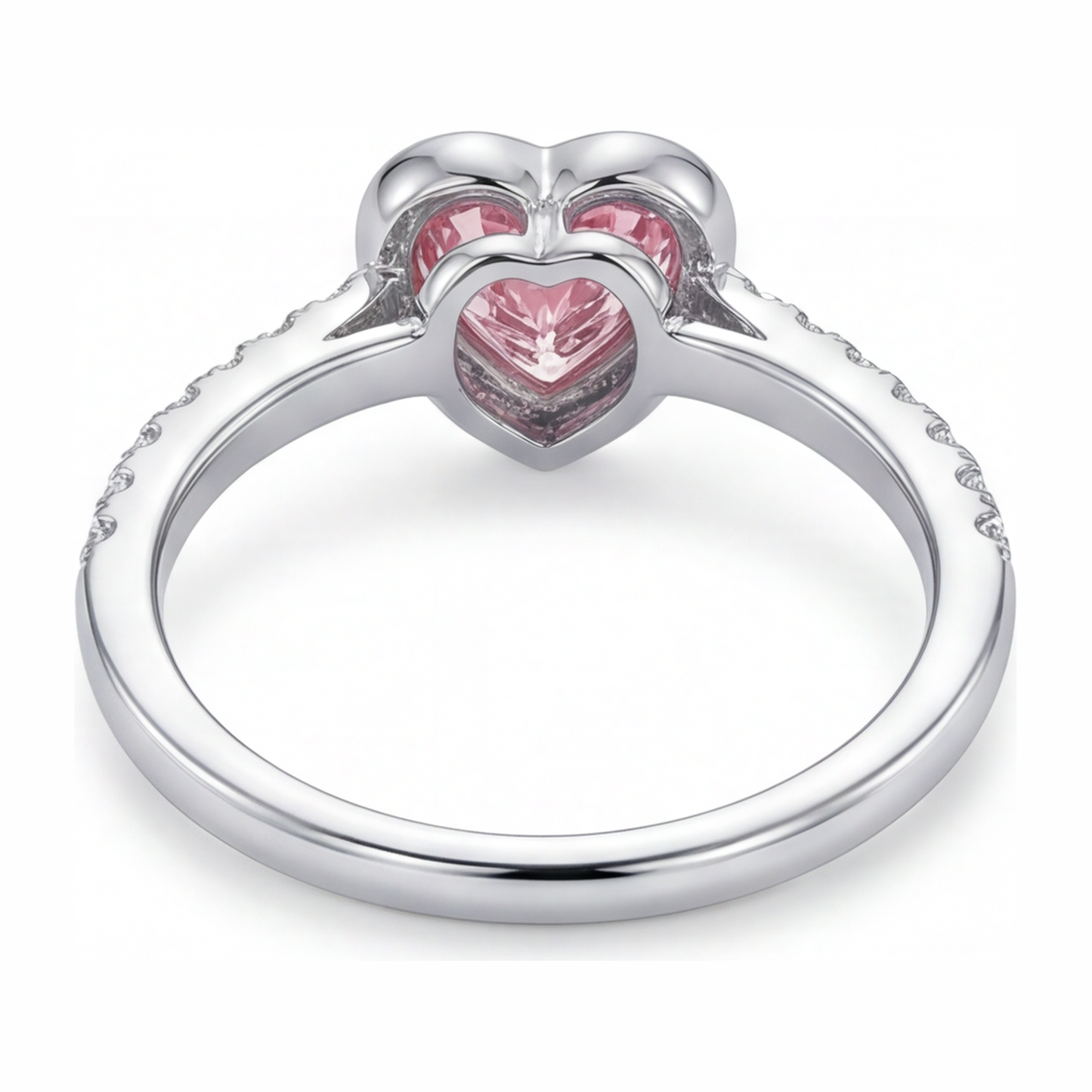 Rosa Herz-Diamantring, 2 Karat, im Labor gezüchtet, Lünette, 14 Karat Weißgold