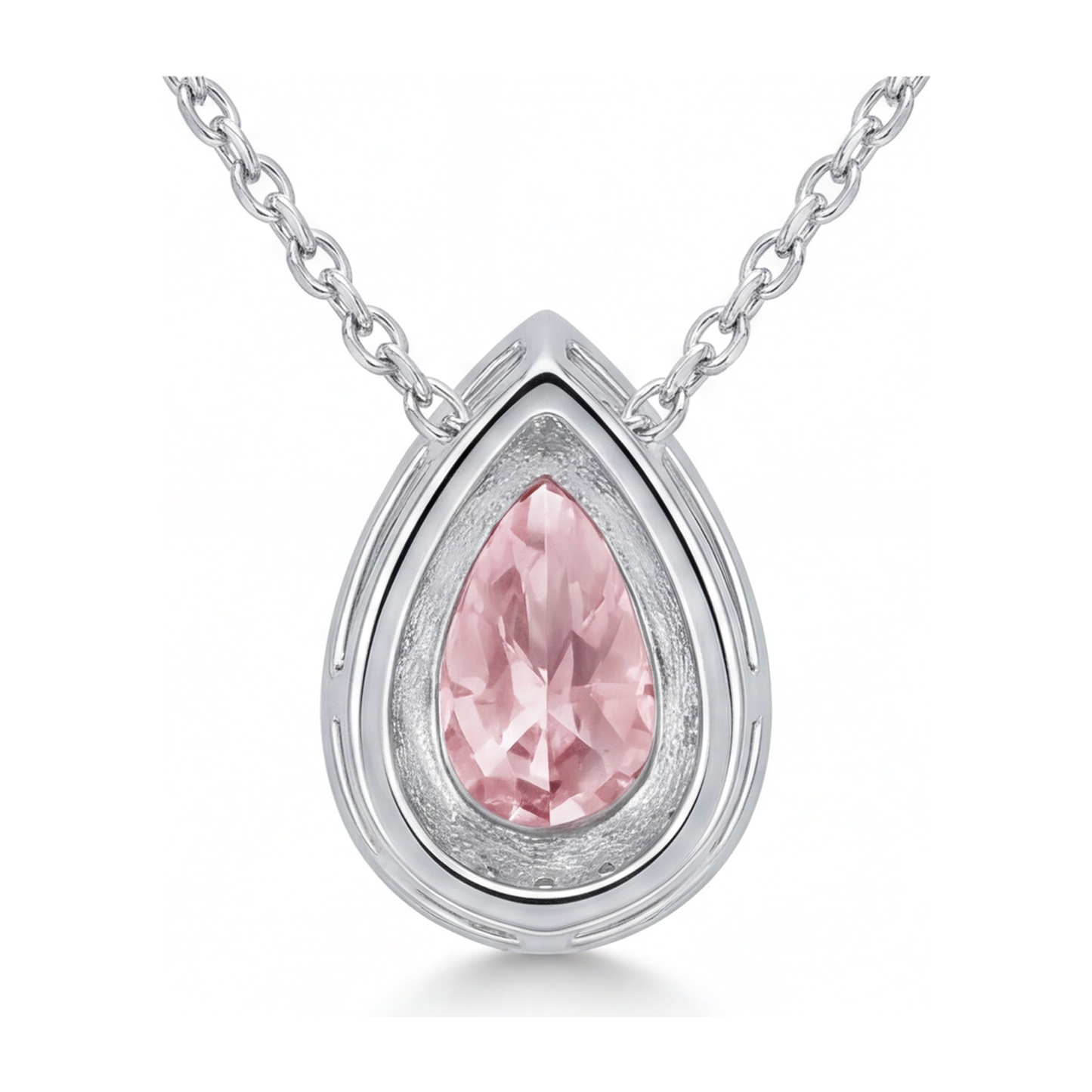 Rosa Diamant-Halskette, 2 Karat, im Labor gezüchtet, Tropfen-Halo-Anhänger, 14 Karat Weißgold