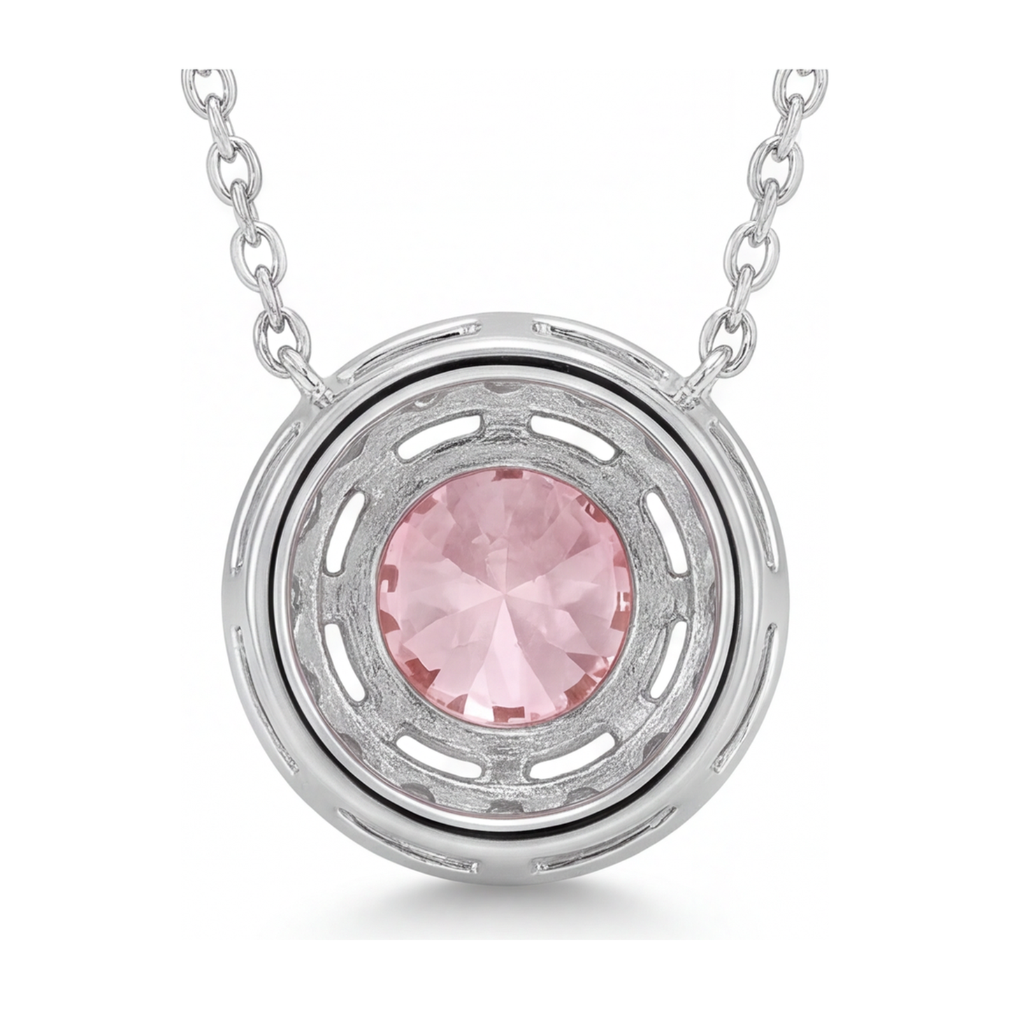 Rosa Diamant-Halskette 2 Karat im Labor gezüchtet Runder Halo-Anhänger 14 Karat Weißgold