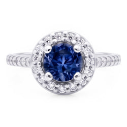 2 ct. Blauer Halo Aus der Erde Abgebauter Natürlicher Diamant Edelstein Ring Weißgold