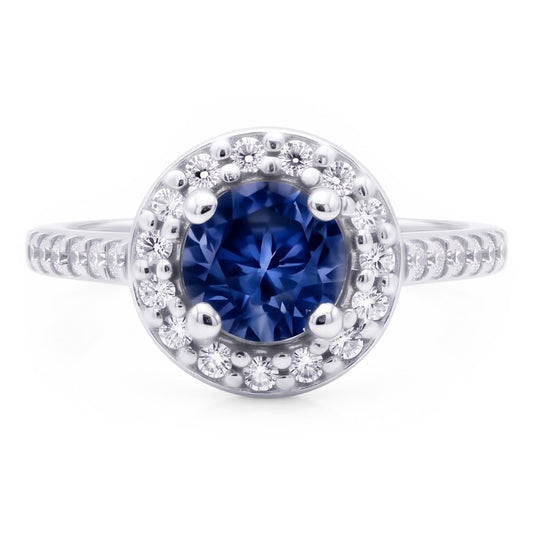 2 ct. Blauer Halo Aus der Erde Abgebauter Natürlicher Diamant Edelstein Ring Weißgold