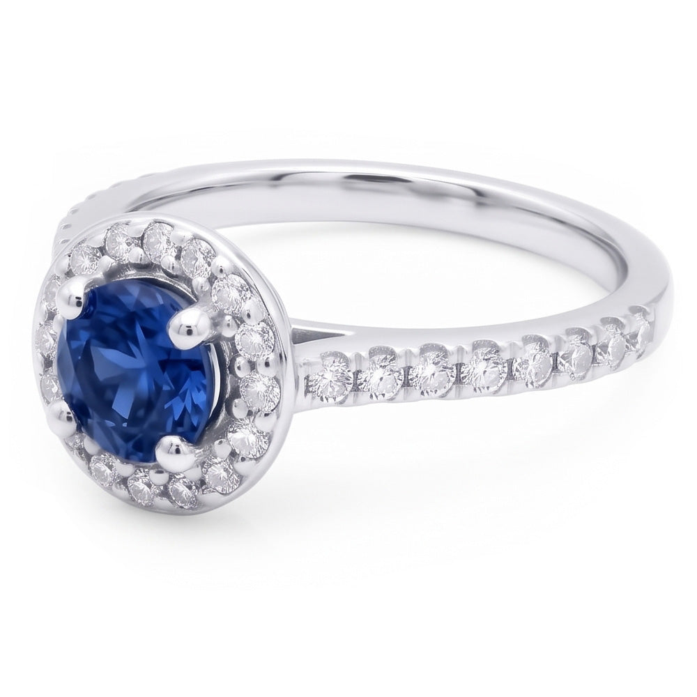 2 ct. Blauer Halo Aus der Erde Abgebauter Natürlicher Diamant Edelstein Ring Weißgold
