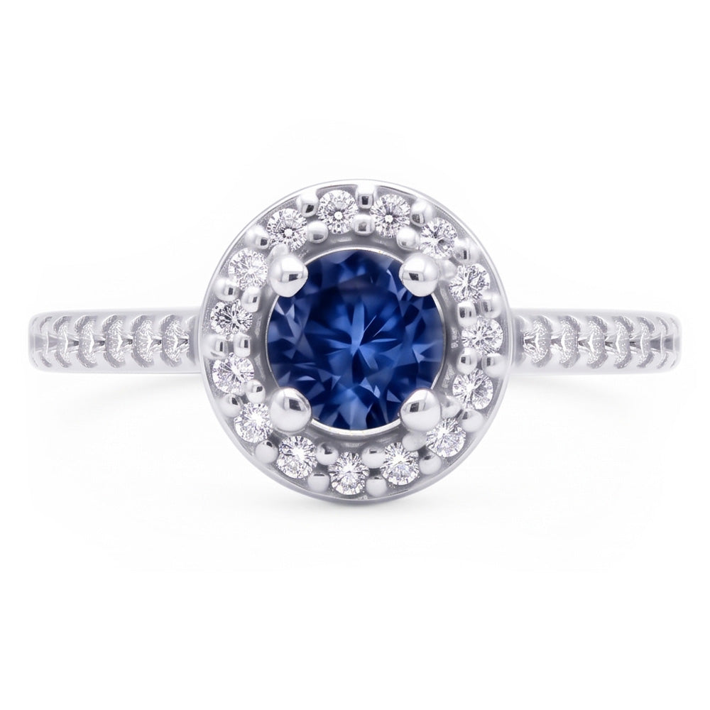 2 ct. Blauer Halo Aus der Erde Abgebauter Natürlicher Diamant Edelstein Ring Weißgold