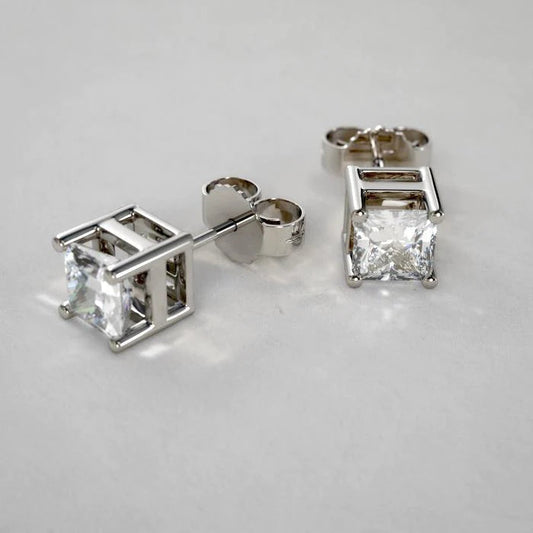 2 ct Princess Schliff Echt Diamant 14K Ohrstecker Weißgold