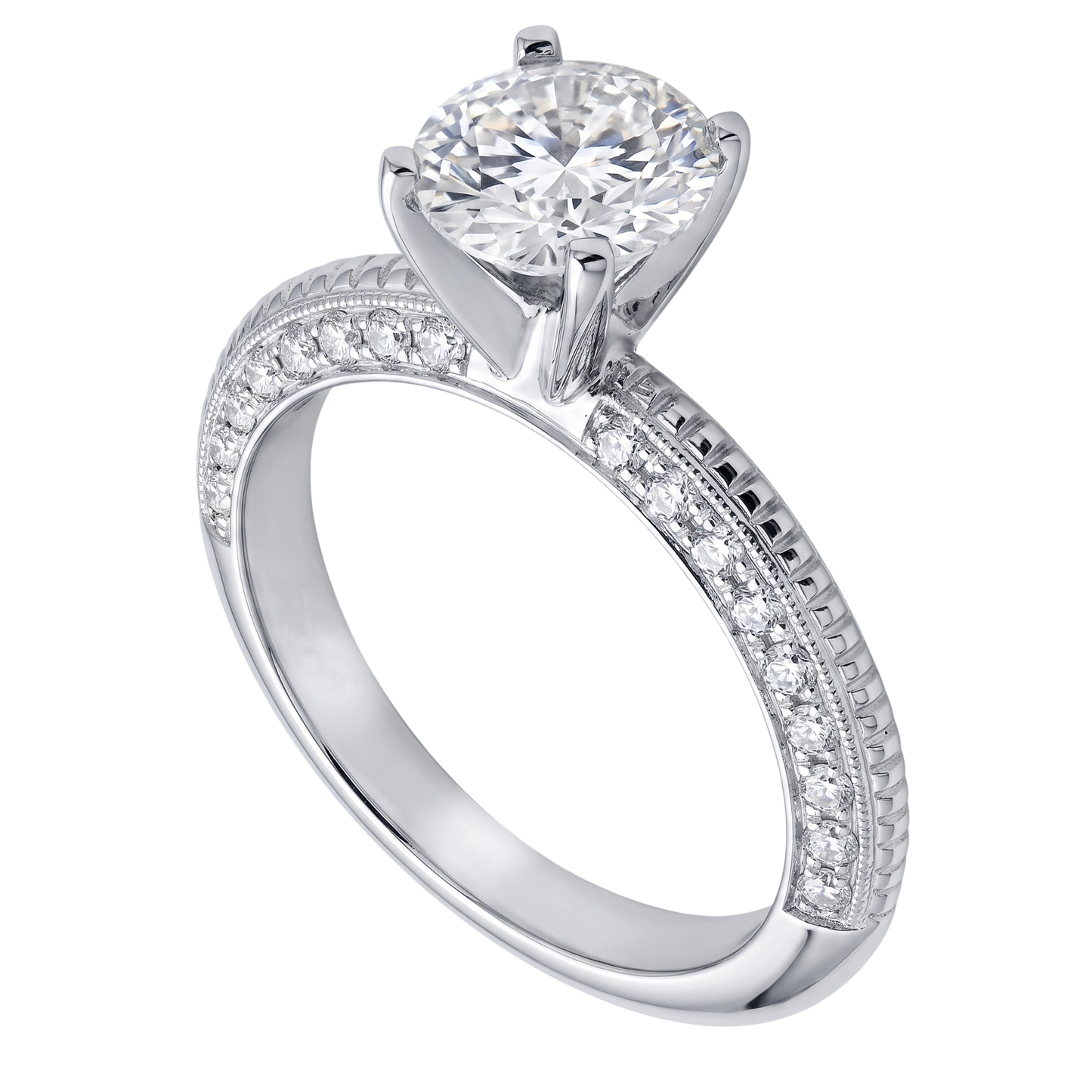 2 ct. Runder Mikropflaster Echt Aus der Erde Abgebauter Natürlicher Diamant-Verlobungsring Weißgold 14K