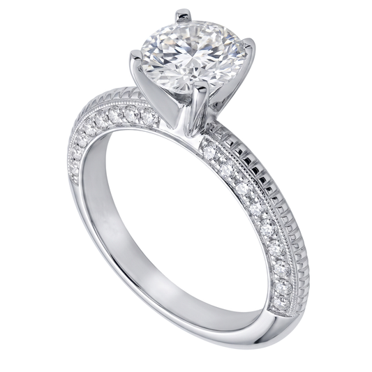 2 ct. Runder Mikropflaster Echt Aus der Erde Abgebauter Natürlicher Diamant-Verlobungsring Weißgold 14K