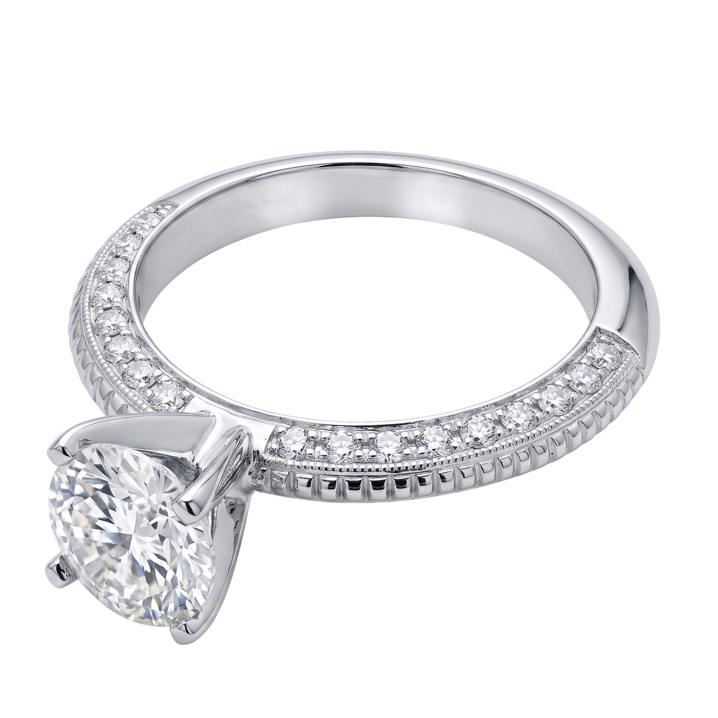 2 ct. Runder Mikropflaster Echt Aus der Erde Abgebauter Natürlicher Diamant-Verlobungsring Weißgold 14K
